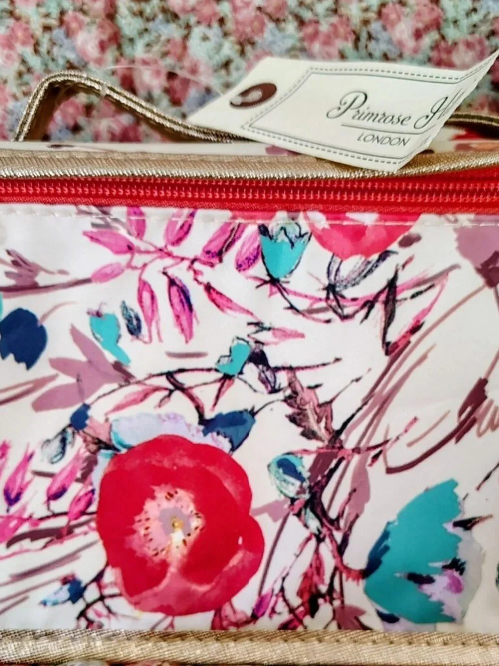 NWT Primrose Hill London Travel Cosmetics Tote Bag w/Handle Flowers/Poppies